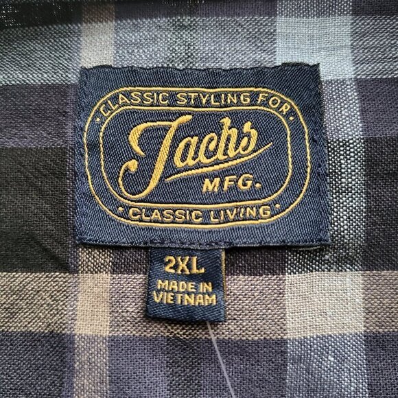 Jachs NWT Classic Plaid Cotton Linen Blend Long Sleeve Shirt 2XL - Picture 8 of 16